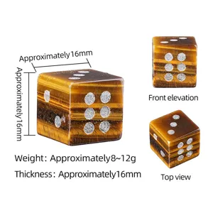 Natural tiger's eye stone dice semi-precious gemstone game dice ornament for desktop decor