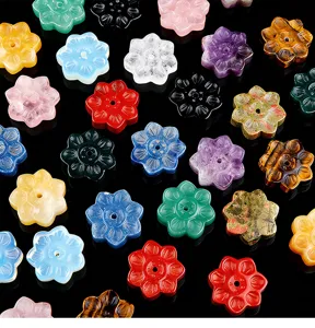 Portainciensos de loto de piedra natural cuentas de flores de cristal ágata diseño