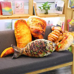 Novelty Simulated Food Plush Pillow Grilled Fish Chicken Leg Shrimp Stuffed Toy Funny Home Decor Sofa Cushion Birthday Gift