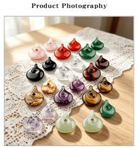 Colorful gemstone comma pendant charms DIY jewelry making accessories wholesale.