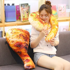 Large simulation fried chicken leg plush pillow, creative food u-shaped cushion for home decor.