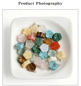 Natural crystal agate plum blossom carved pendant DIY necklace jewelry making craft supplies