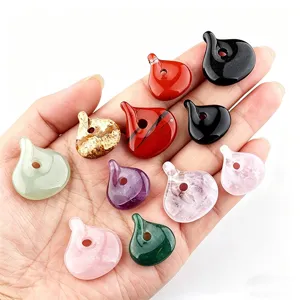 Natural gemstone comma shaped pendant DIY jewelry making accessories components bulk