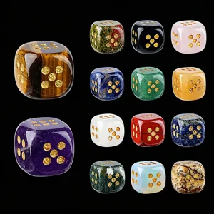 Set di dadi in pietra preziosa naturale, dadi arrotondati semipreziosi per giochi da tavolo.