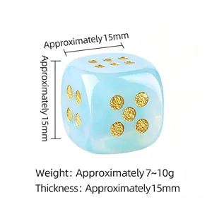 Dado in pietra semi-preziosa naturale azzurro opalescente 15mm accessorio da gioco