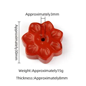 Soporte de incienso de loto de piedra natural ágata roja cristal base varilla 30mm
