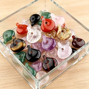 Natural gemstone twisted charm pendant DIY jewelry making accessories clear box display