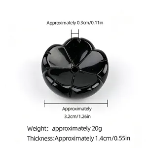 Natural black stone agate lotus incense holder base crystal aromatherapy ornament.
