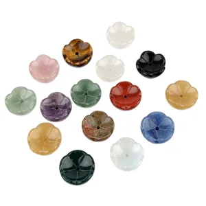 Natural stone lotus flower crystal incense holder and aromatherapy stone base for decor