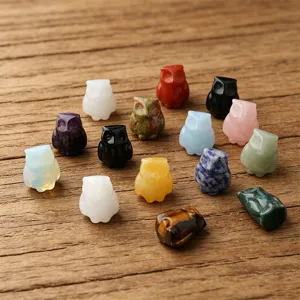 Natürlicher Kristall Achat 1-Zoll geschnitzte Eule Mini Tier Figur Edelstein Dekoration neu