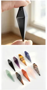 Natural crystal pendant faceted bipyramid DIY necklace yoga meditation jewelry accessory gift