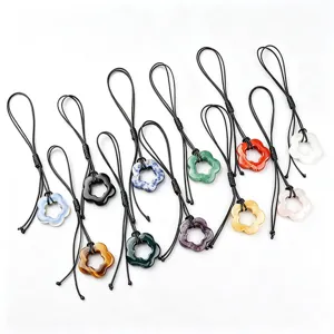 Natuurlijke steen bloem hanger 30mm holle pruimenbloesem bedel voor DIY sieraden maken