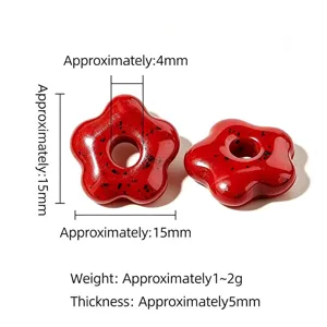 Perle de pierre fleur à cinq pétales rouge accessoire bijoux DIY bracelet collier 15mm