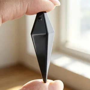 Black crystal rhombus pendant DIY necklace jewelry faceted geometric gemstone charm main image