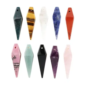10 Pcs 3D Diamond Gemstone Pendants Natural Crystal Yoga DIY Necklace Jewelry Craft Gift