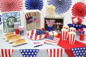 USA Independence Day party supplies tableware paper plates cups photo props decoration set.