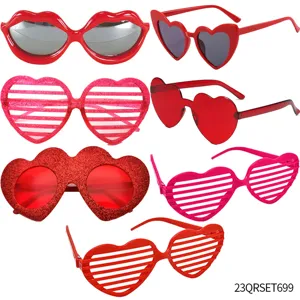Valentines Day Party Glasses Red Heart Lips Red Lip Shaped Novelty Glasses Fun Festive Photo Booth Props Party Supplies
