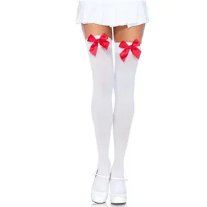 Women Over The Knee Stockings With Bow Halloween Christmas Party Cosplay Sweet Thigh High Stockings Hosiery