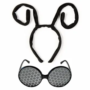 Halloween cosplay bee ant antenna headband and black honeycomb round glasses party props