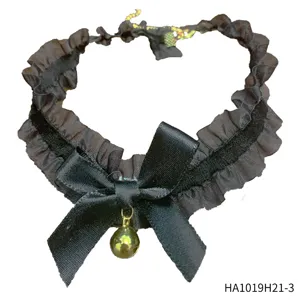 Schwarze spitze choker halskette mit schleife und glocke für lolita cosplay kostüm zubehör