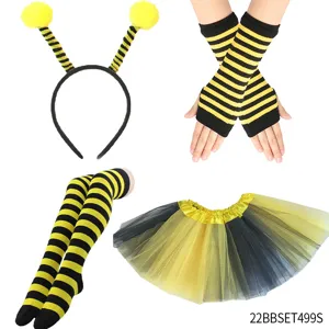 Bumblebee costume set for women Halloween party dress up headband gloves stockings tutu