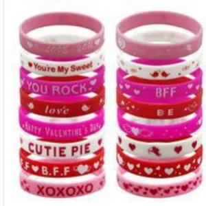 Bracelet silicone Saint Valentin ensemble cadeau couple amoureux rouge rose blanc tendance