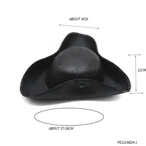 Halloween black tricorn pirate hat adult costume accessory for cosplay party and events