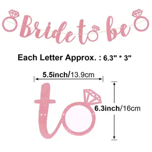 Ροζ γκλίτερ Bride to be γιρλάντα για πάρτι μπάτσελορ και κρεμαστή διακόσμηση γάμου.