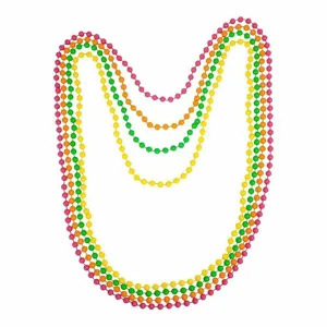 Colorful plastic bead necklaces set, perfect for parties, carnivals and dress up events.