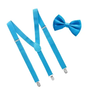 Unisex Adult Adjustable Elastic Suspenders And Bowtie Set Classic Jacquard Groomsmen Wedding Suit Braces