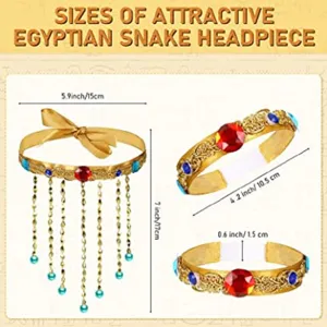 Accessoire de coiffe de serpent égyptien avec strass colorés et finition or vue principale