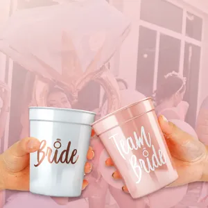 Bachelorette party plastic cups team bride and bride cups 16oz reusable drinkware set