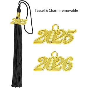 Graduation cap tassel with removable 2025 and 2026 gold year charms for ceremony party decor