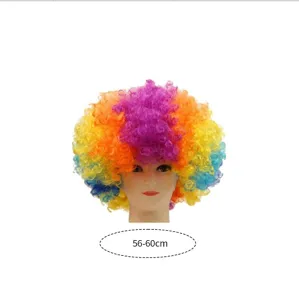 Colorful rainbow afro clown wig for party, costume, and cosplay events, size 56-60cm.