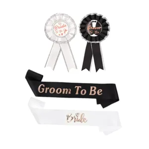 Junggesellenabschied Braut Bräutigam Schärfe Rosette Set, schwarz weiße Hochzeitsfeier Deko Zubehör.