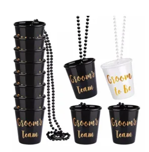 Junggesellenabschied Bräutigam Schnapsglas Halskette Set schwarz weiß Party Zubehör