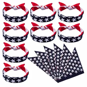 Independence Day headband and triangular flag set, red white and blue star party hair accessory