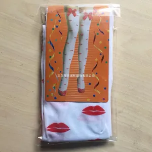 Sexy Christmas dress up party stockings with cute bows and lip print patterns for women.