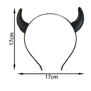 Diadema de cuernos de diablo Halloween vista detallada, ideal para fiestas de disfraces y mas.