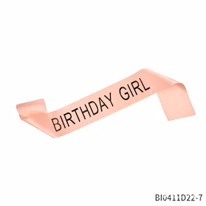 Pink satin birthday girl sash for party celebration, elegant costume accessory for women.