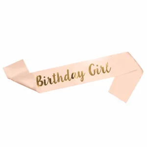 Champagne pink satin birthday girl sash for party celebration and daily decoration use.