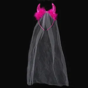 Halloween duivel hoorn haarband met witte sluier, perfect feest cosplay kostuum rekwisiet.