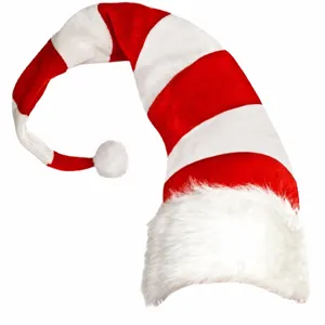 Red and white striped Christmas elf hat velvet party costume holiday festival hat decor