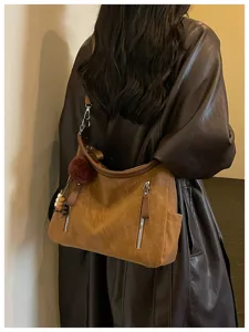 Bolso de hombro retro de gran capacidad estilo coreano otoño nuevo bolso tote vista detallada