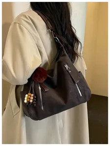 Bolso de hombro vintage estilo coreano de gran capacidad bolso tote liso para mujer