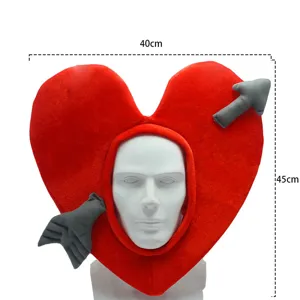 Saint Valentin chapeau coeur rouge cupidon fleche coiffure drôle peluche fête costume accessoire