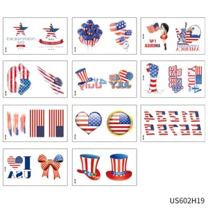 US Independence Day temporary tattoo stickers 4th of July patriotic flag body art decals.