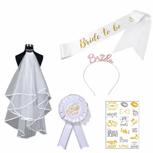 Junggesellinnenabschied Deko Set Bride to be Schärpe Schleier Haarreif Party Zubehör