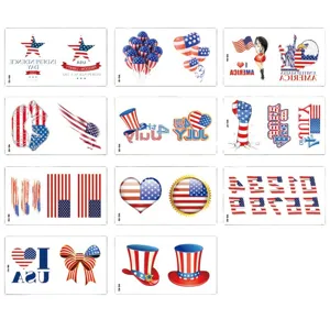 US Independence Day temporary tattoo stickers set, patriotic party decoration supplies.