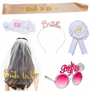 Braut Junggesellinnenabschied Party Set mit Schärpe Schleier Haarreif und Brille Deko.